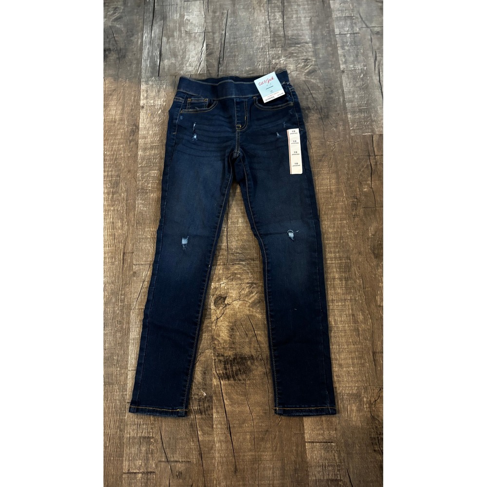 Cat & Jack Girls Dark Wash Distressed Skinny Jegging Size 10 Ultimate Stretch